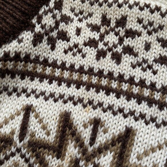 Vintage Dale Of Norway Sweater 100% Wool Size 44 Large Brown Pattern Crewneck - Picture 6 of 9